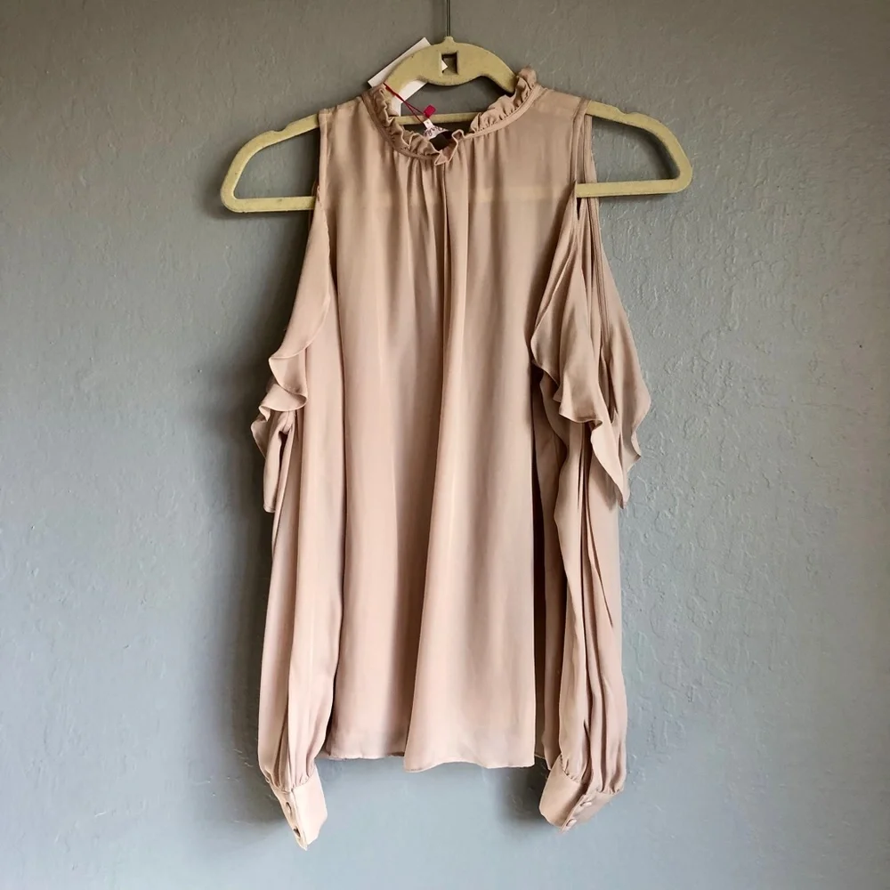 PARKER  Moonlight Cut out Shoulder ruffle sleeve Blouse S